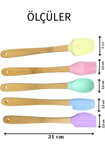 Rainbow 5 Parça Silikon Mini Mutfak Gereçleri Seti modelleri