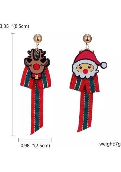 Kırmızı Gümüş Sarkan Küpe Sevimli Geyik Noel Baba Fiyonklu Yılbaşı Dekoru fırsatları