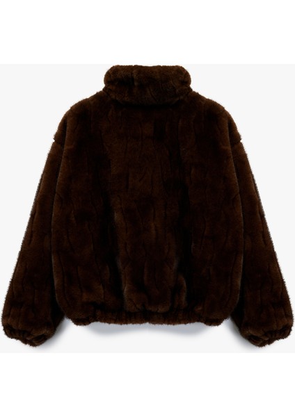 Suni Kürk Mont Uzun Kollu Dik Yaka Fermuarlı fiyatları