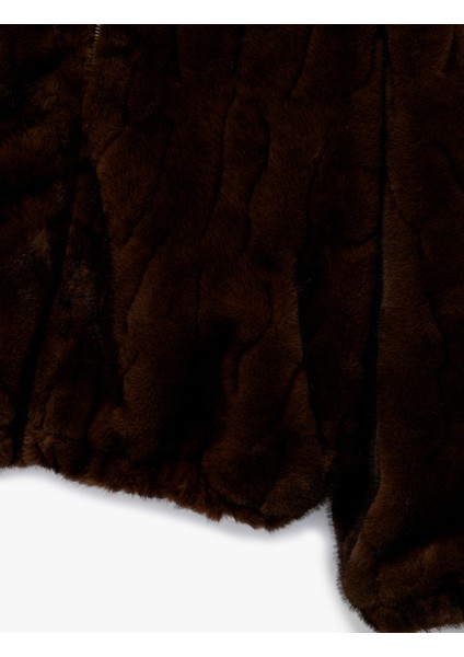 Suni Kürk Mont Uzun Kollu Dik Yaka Fermuarlı modelleri