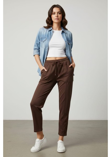 Kadın Jogger Çimalı Beli Lastikli Modal Kumaş Pantalon