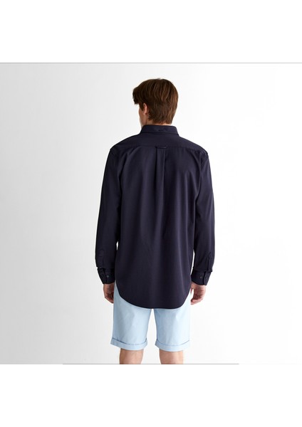 Erkek Lacivert Regular Fit Düğmeli Yaka Gömlek fiyatları