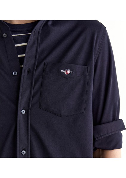 Erkek Lacivert Regular Fit Düğmeli Yaka Gömlek indirimleri