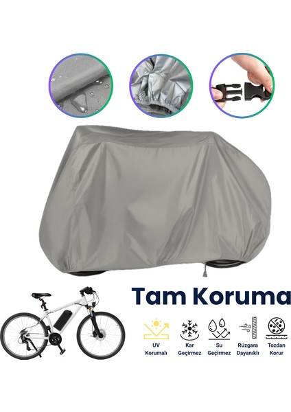 Gri Bisiklet Brandası, Bisiklet Koruma Örtüsü, Su Geçirmez, Toz Geçirmez