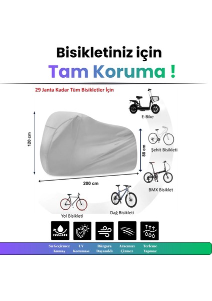 Gri Bisiklet Brandası, Bisiklet Koruma Örtüsü, Su Geçirmez, Toz Geçirmez fiyatları