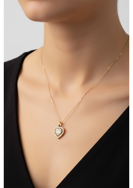 Kalpli Baget Zirkon Taşlı 14 Ayar Altın Kolye fiyatları