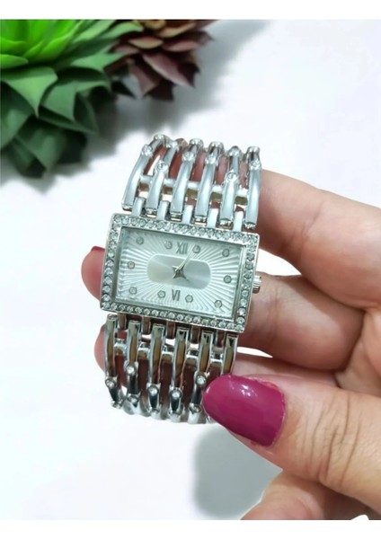 Gümüş Renkli Taşlı Kaburga Model Kadın Kolsaati fiyatları