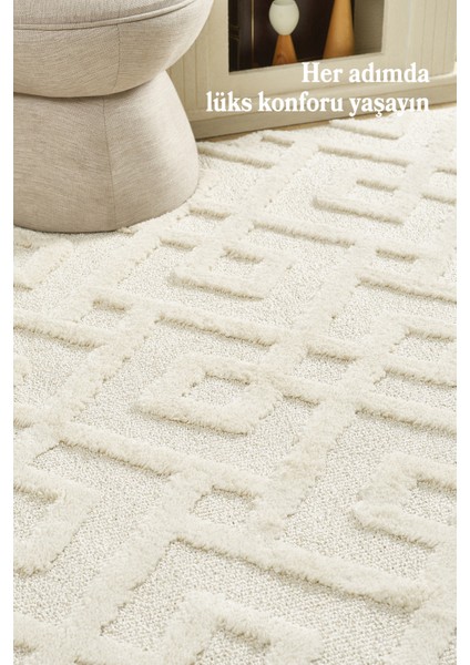 Yumuşak Bukleli Iskandinav Tasarım Salon Oturma Odası Yolluk Krem Halı fiyatları