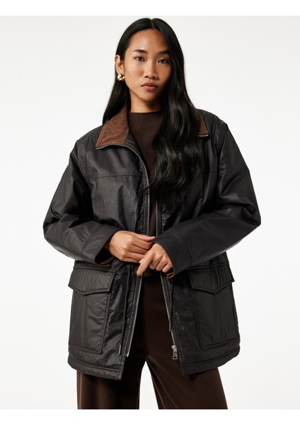 Barn Ceket Cepli Fermuarlı Su Itici Uzun Kollu