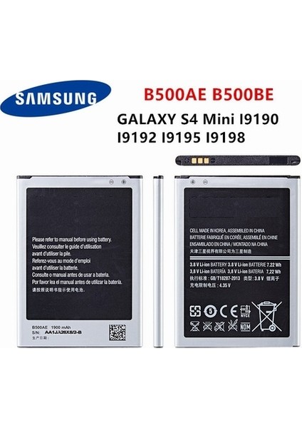 Samsung Galaxy S4 Mini Uyumlu Batarya Pil B500AE-1900MAH