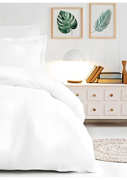 Lastikli Çift Kişilik Otel Tipi Pamuk Saten Beyaz Nevresim Takımı Orkide Collection modelleri