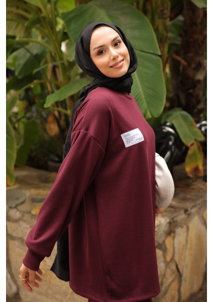 Mürdüm Armalı Tunik Pantolonlu Takım fırsatları