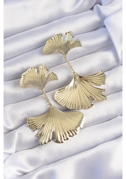 Pirinç Gold Renk Tırtıklı Yaprak Model Sallantılı Küpe - TJ-BKP9248 fırsatları