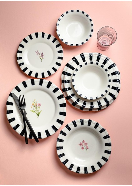 24 Parça 6 Kişilik Porselen Yemek Takımı Piano Flora Tifany fiyatları