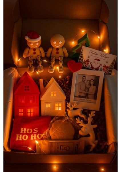 14 Parça Noel Temalı Dekoratif Hediye Kutusu Yılbaşı Süsleri Set