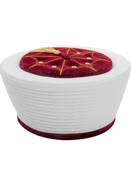 Imam Sarığı - El Sarması Kadife Düz Sarık - Bordo