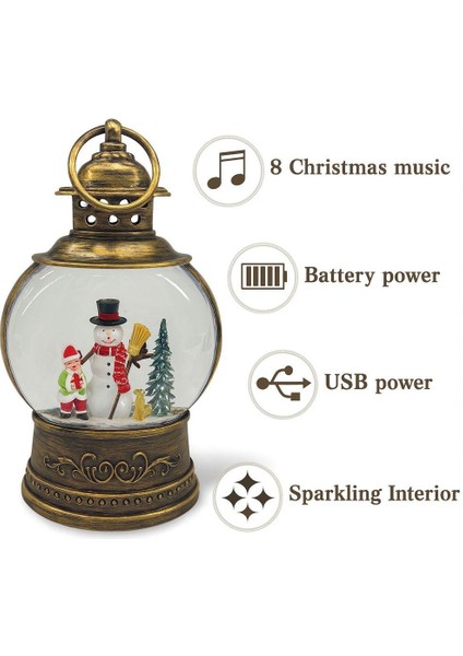 Işıklı Yılbaşı Kar Küresi Kardan Adam Temalı