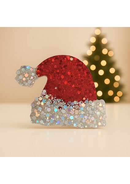 El Yapımı Simli Yılbaşı Süsü 4’lü Set: Yıldız, Çan, Noel Çorabı ve Şapka Dekor