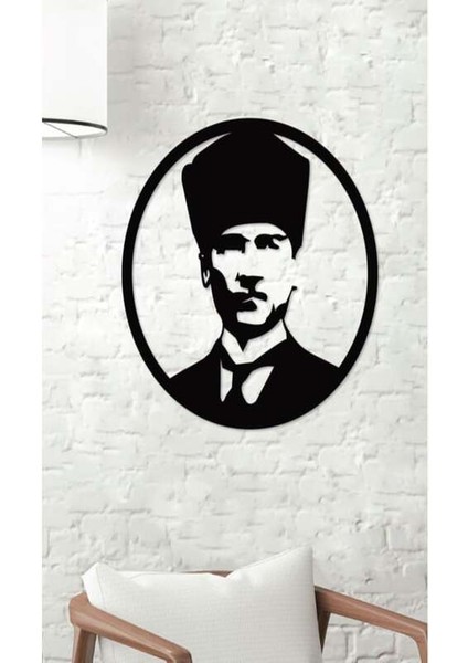 Atatürk Silüeti Ahşap & Pleksi Duvar Dekoru – Dekoratif Yuvarlak Duvar Tablosu