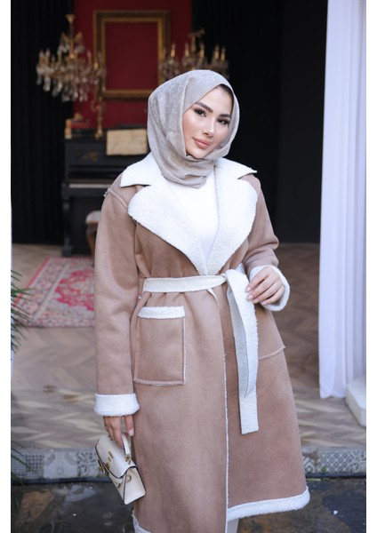 Vizon Kruvaze Yaka İçi Kürklü Süet Kaban indirimleri