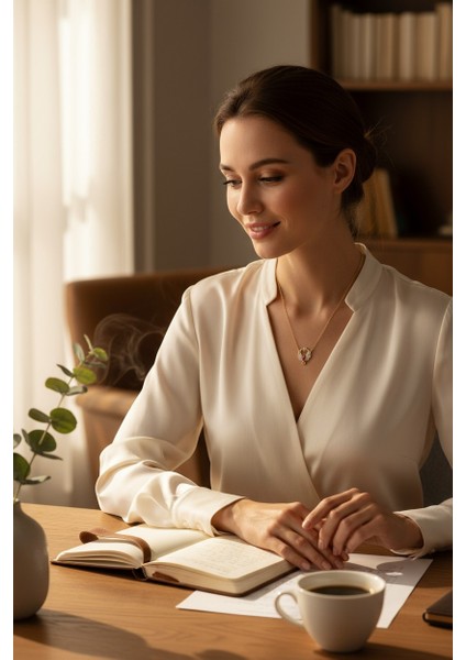 Anka Kuşu Figürlü Kırmızı Beyaz Zirkon Taşlı 14 Ayar Altın Kolye indirimleri