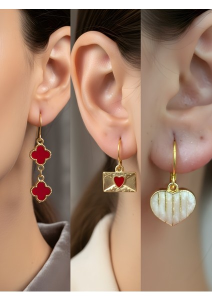 Trend Sembol Figürlü 3’lü Kadın Küpe Set