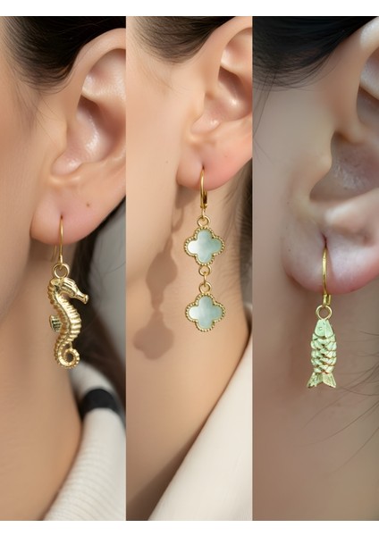 Trend Sembol Figürlü 3’lü Kadın Küpe Set