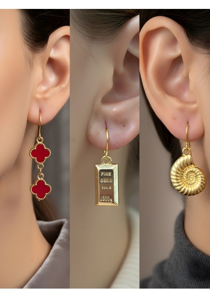 Trend Sembol Figürlü 3’lü Kadın Küpe Set