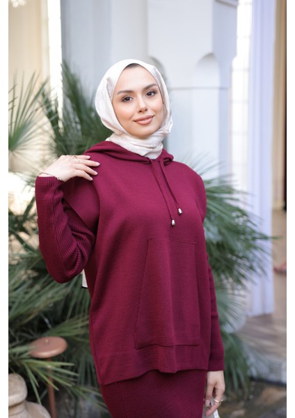 Bordo Triko Süveter Kombinli Elbise indirimleri