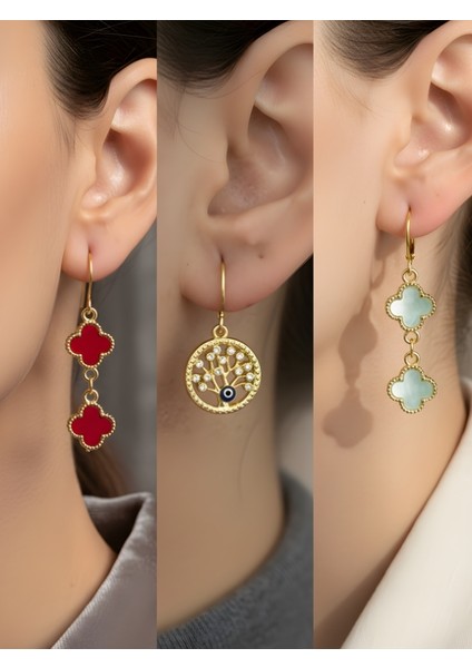 Trend Sembol Figürlü 3’lü Kadın Küpe Set