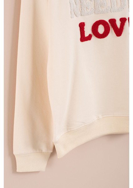 Krem Love Nakışlı Kız Çocuk Eşofman Takımı 23393 modelleri