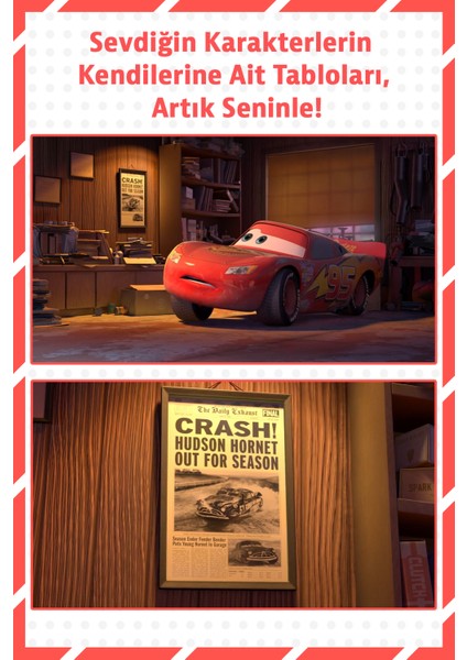 Arabalar Hudson Hornet Kazası Ahşap Çerçeveli Duvar Tablosu – 33X50 fiyatları