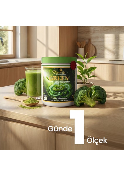 Green | Detoks | Spirulina, Yeşil Çay, Brokoli Ekstresi, Prebiyotik (Inülin) | 30 Günlük indirimleri