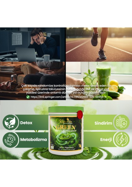 Green | Detoks | Spirulina, Yeşil Çay, Brokoli Ekstresi, Prebiyotik (Inülin) | 30 Günlük fiyatları