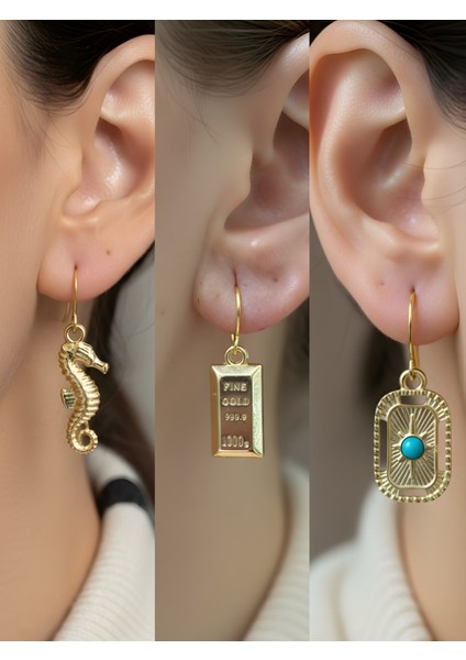 Trend Sembol Figürlü 3’lü Kadın Küpe Set