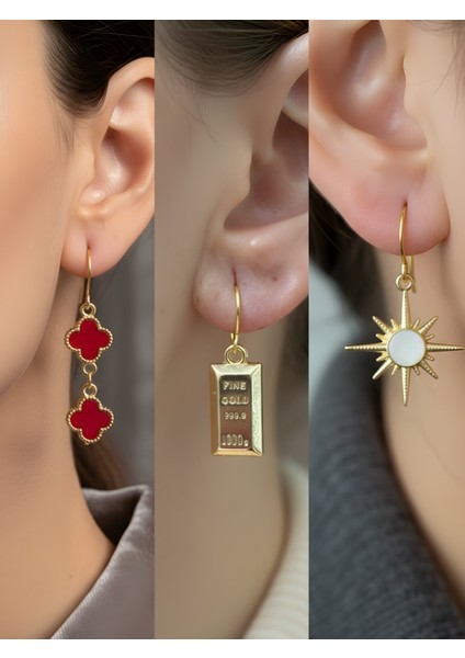 Trend Sembol Figürlü 3’lü Kadın Küpe Set