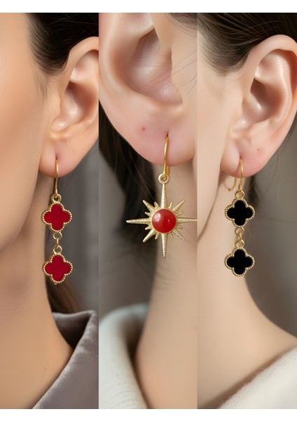 Trend Sembol Figürlü 3’lü Kadın Küpe Set