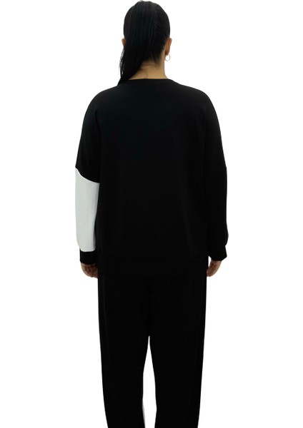 Büyük Beden Pamuklu Siyah Beyaz Ayıcık Desenli Bluz Eşofman Oversize Kadın Takım fırsatları