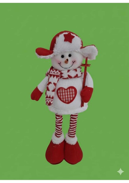 Yumuşak Noel Kardan Adam Dekoratif Figür 42CM, Kırmızı Renkli, Sevimli ve Şık Tasarım fiyatları