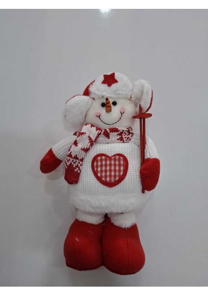 Yumuşak Noel Kardan Adam Dekoratif Figür 42CM, Kırmızı Renkli, Sevimli ve Şık Tasarım modelleri