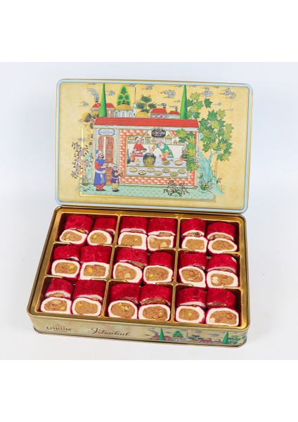 Hürrem Sultan Kadife Kırmızı, Antep Fıstıklı, Fındıklı, Bademli Dolma Lokum 600G fiyatları