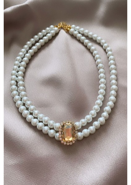 Çift Sıralı Abiye Inci Choker Kolye fiyatları