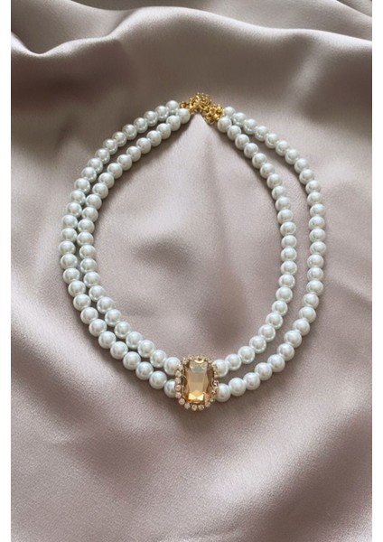 Çift Sıralı Abiye Inci Choker Kolye modelleri