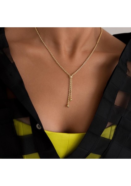 Püsküllü Halat Altın Kolye