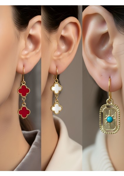 Trend Sembol Figürlü 3’lü Kadın Küpe Set