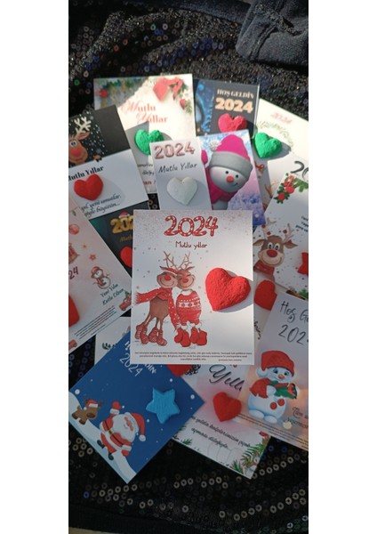 50 Adet Tohumlu Kart, Yeni Yıl ve Noel Temalı, Renkli ve Eğlenceli Kutu