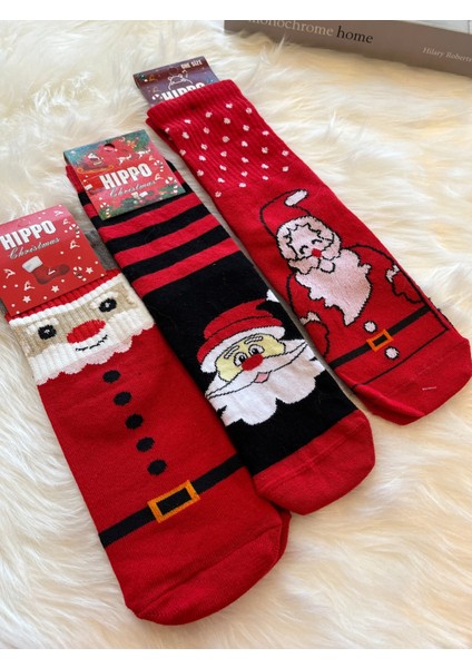3 Çift Yılbaşı Noel Temalı Renkli Çorap Seti, Şık ve Eğlenceli Kombinler fiyatları