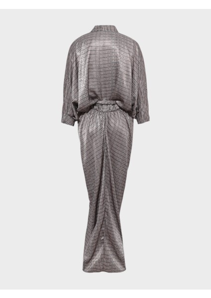 Önü Büzgülü Düğmeli Elbise - Athena Desenli fiyatları