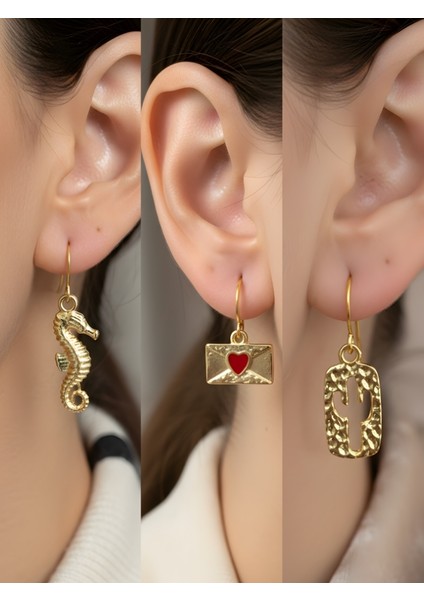 Trend Sembol Figürlü 3’lü Kadın Küpe Set