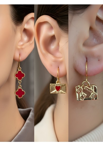 Trend Sembol Figürlü 3’lü Kadın Küpe Set